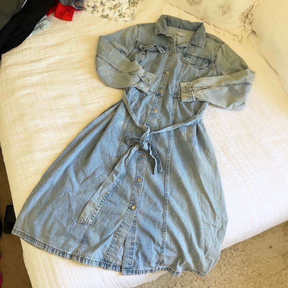 Ava & Viv Blue Denim Maxi Dress Women's Plus Size 1X